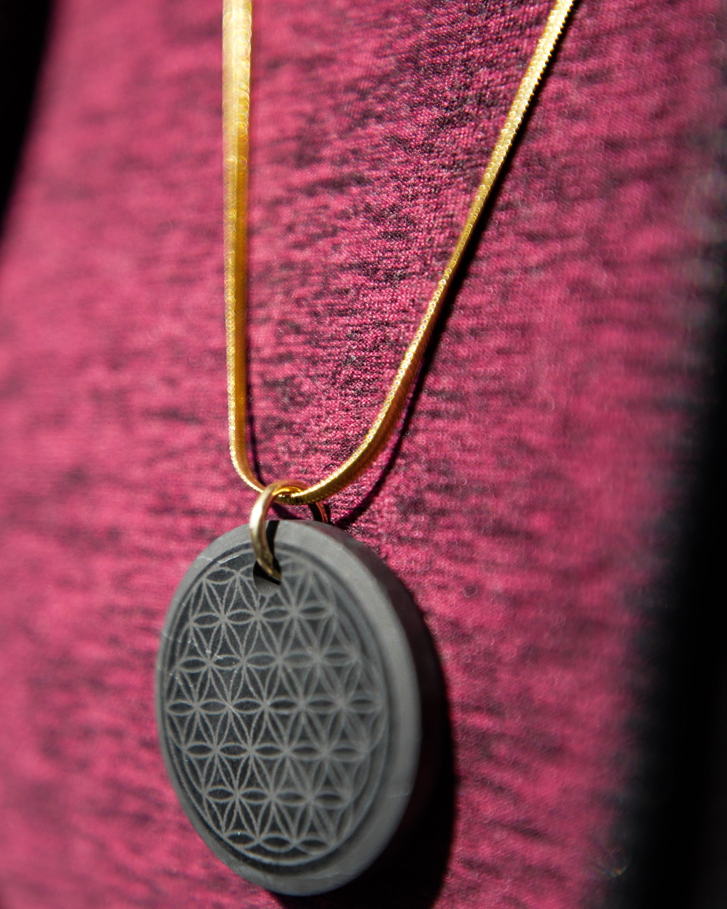 Shungite Pyrite "Flower of Life" Pendant