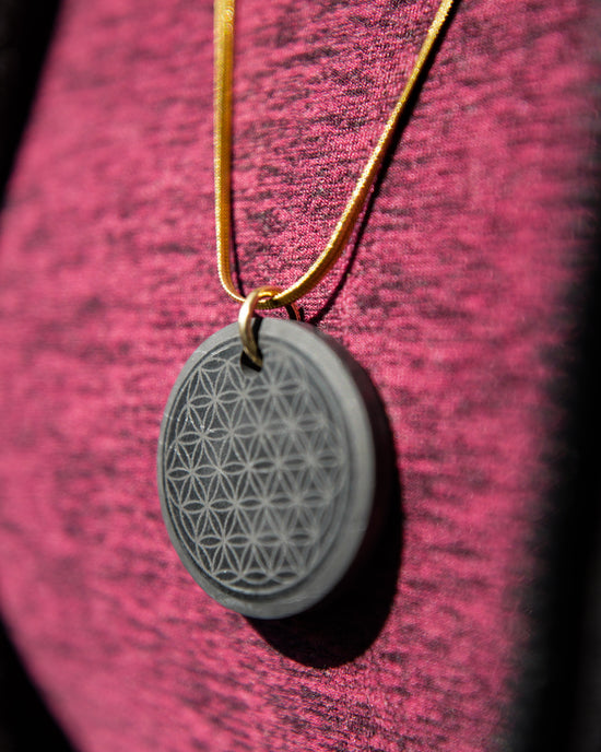 Shungite Pyrite "Flower of Life" Pendant